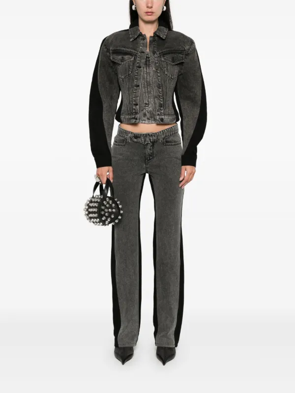 Mugler bi-tone Denim Jacket | Black | FARFETCH