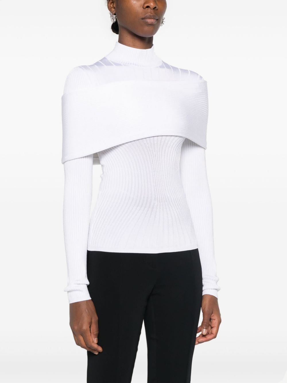 Shop Mugler Knitted Top In White