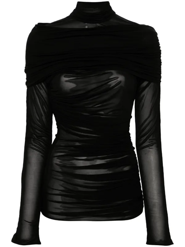 【Mugler】 Ruchedコットントップ Mugler Ruched Top | Black | FARFETCH