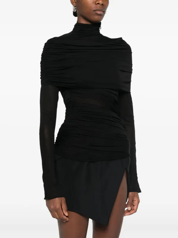 【Mugler】 Ruchedコットントップ Mugler Ruched Top | Black | FARFETCH