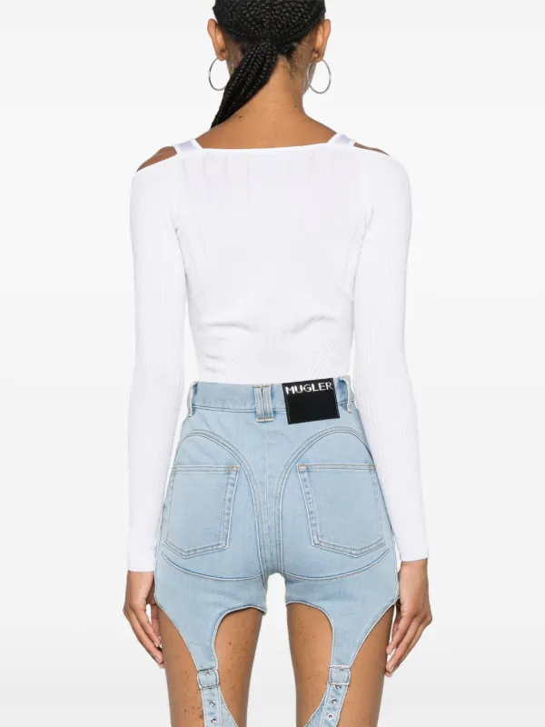 【関税込み】Mugler ボディスーツ Mugler ロングスリーブ ボディスーツ | ホワイト | FARFETCH JP