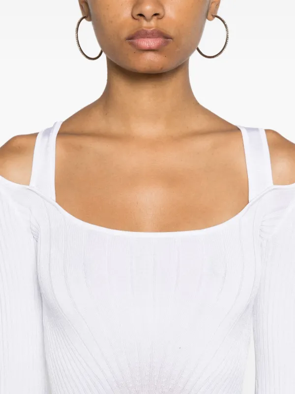 Mugler ロングスリーブ ボディスーツ | ホワイト | FARFETCH JP