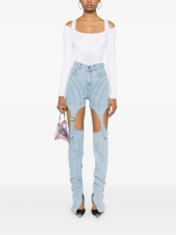【関税込み】Mugler ボディスーツ Mugler ロングスリーブ ボディスーツ | ホワイト | FARFETCH JP