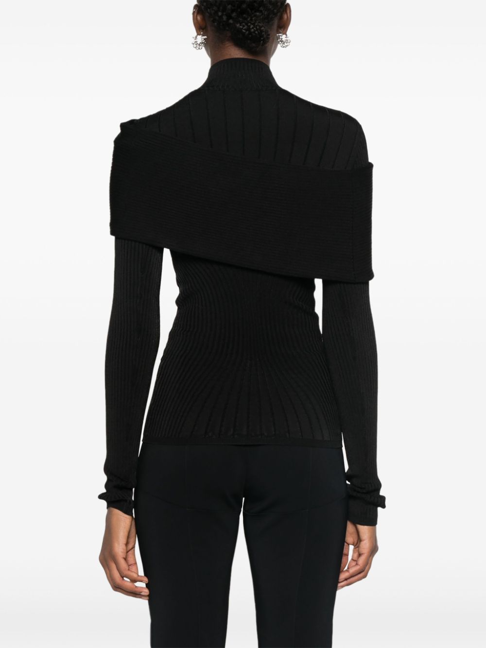 Shop Mugler Knitted Top In 黑色