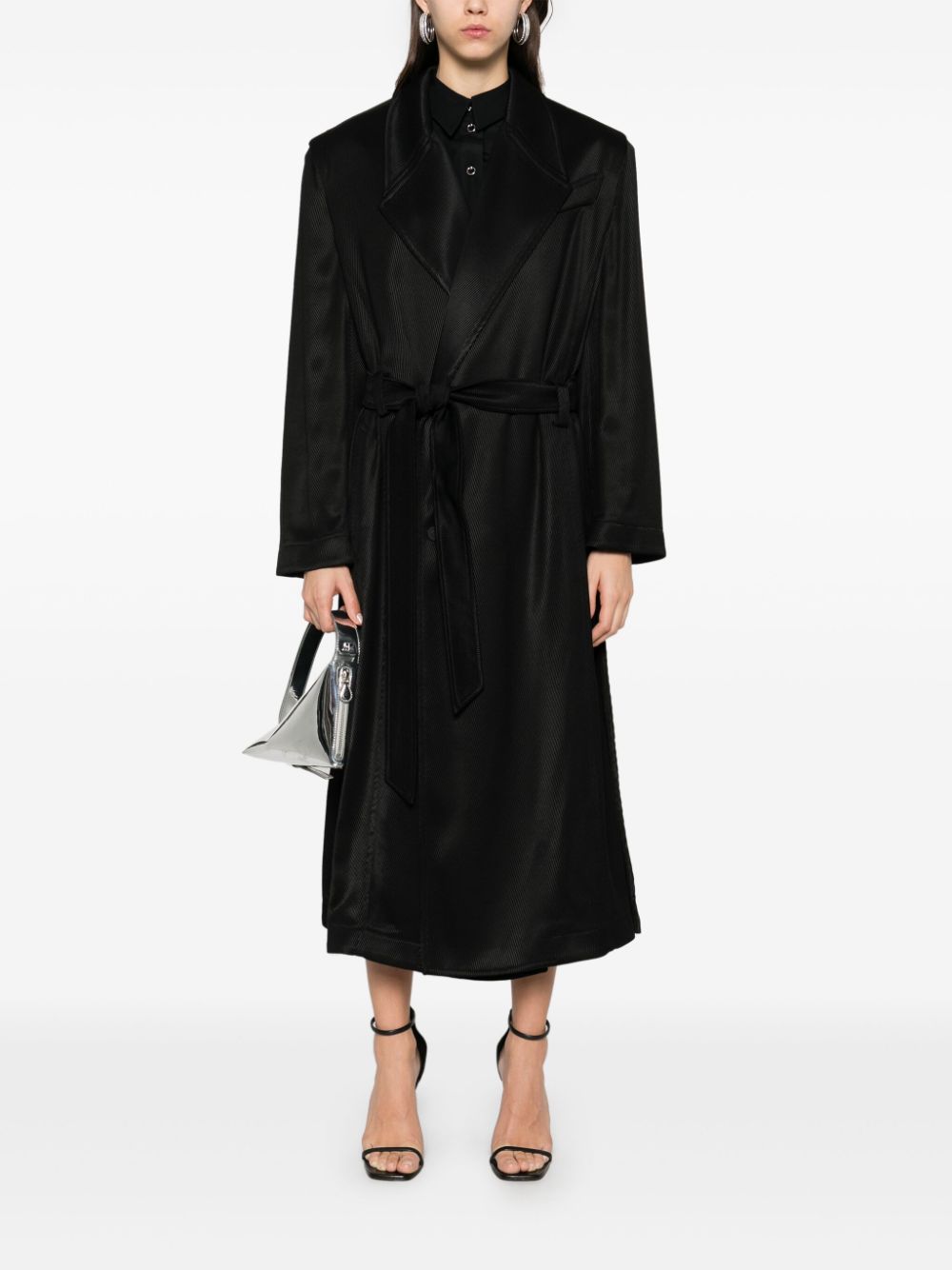 Shop Mugler Belted Coat In Black