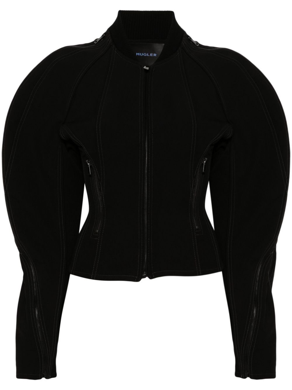 Mugler zipped sculpted sleeves jacket - Black