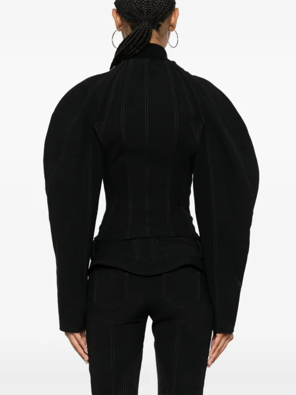 【関税込み】Mugler ブラック Zipped Sleeves フーディ Mugler Zipped Sculpted Sleeves Jacket | Black | FARFETCH AU