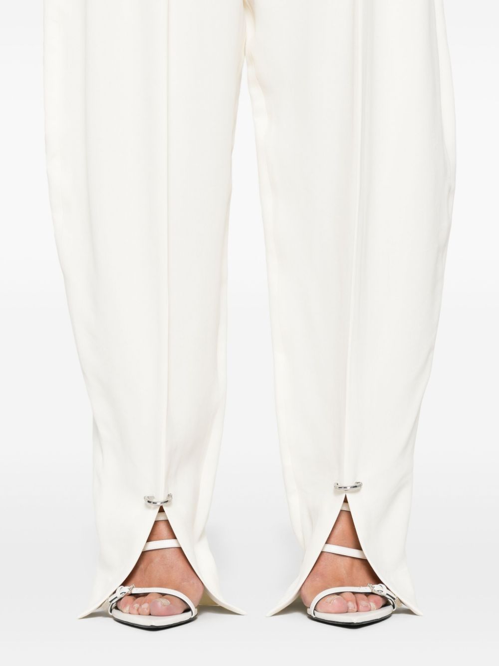 Shop Mugler Pierced Tailored Trousers In White