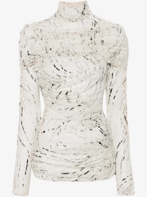 Mugler abstract-print ruched top