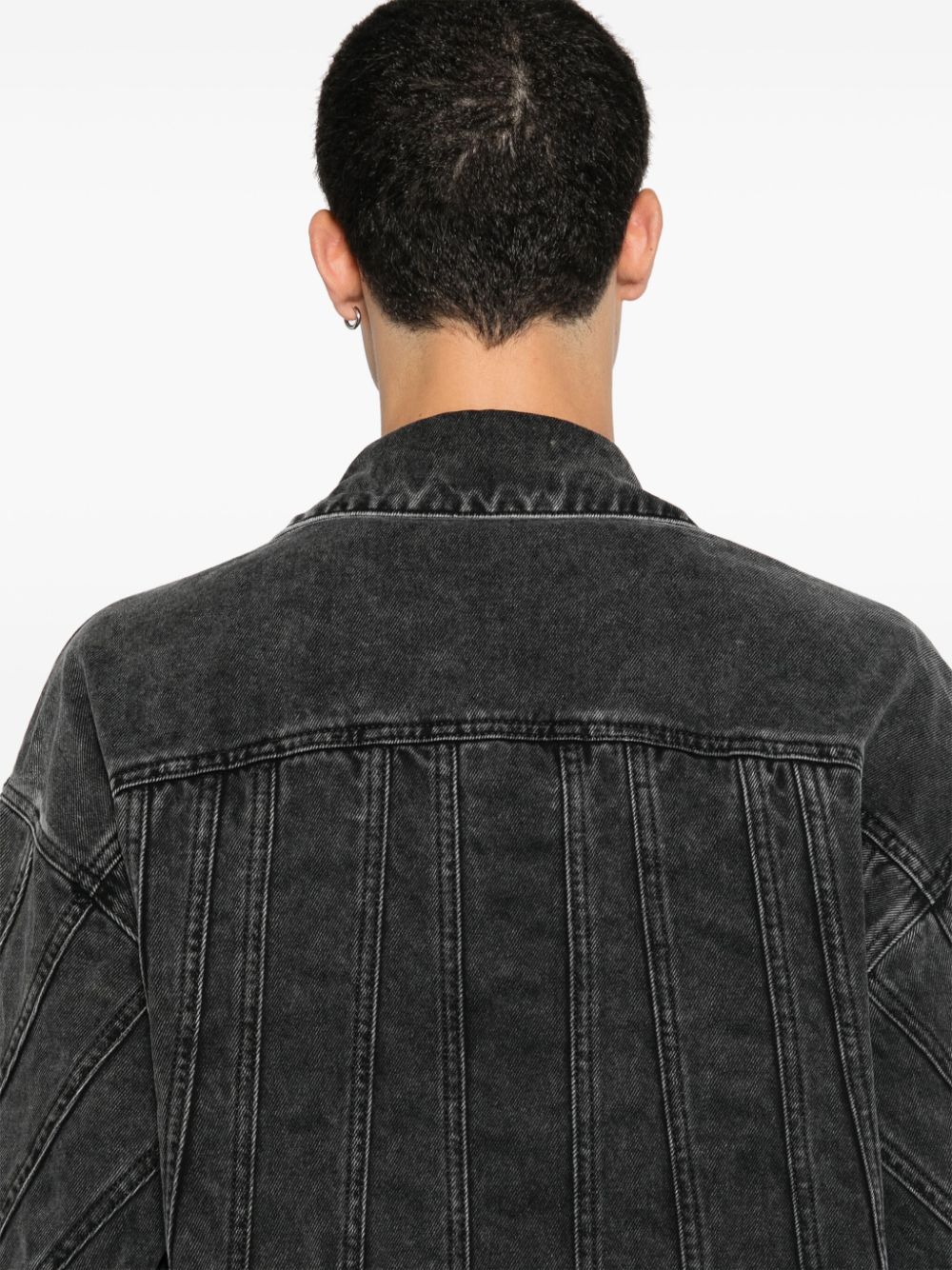 Shop Mugler Panelled Denim Jacket In Black