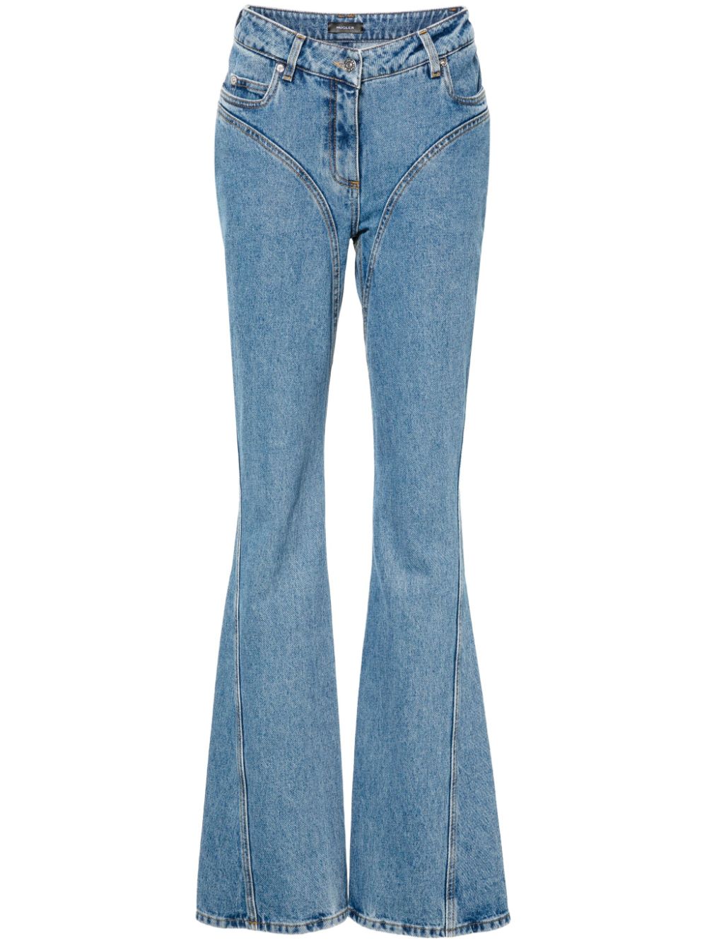 Mugler Flared jeans met wassing Blauw