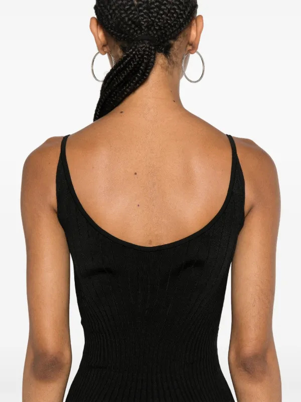 Mugler Sleeveless Knitted Midi Dress | Black | FARFETCH