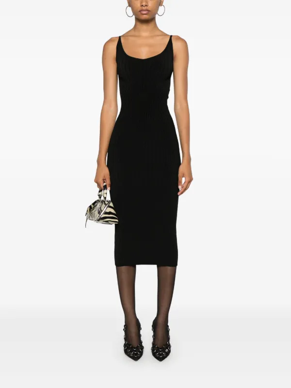 Mugler Sleeveless Knitted Midi Dress | Black | FARFETCH JO
