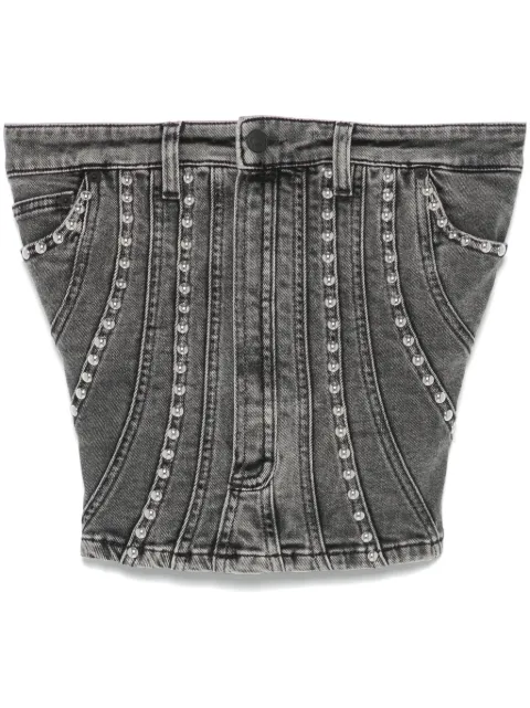 Mugler spiral denim studded bustier