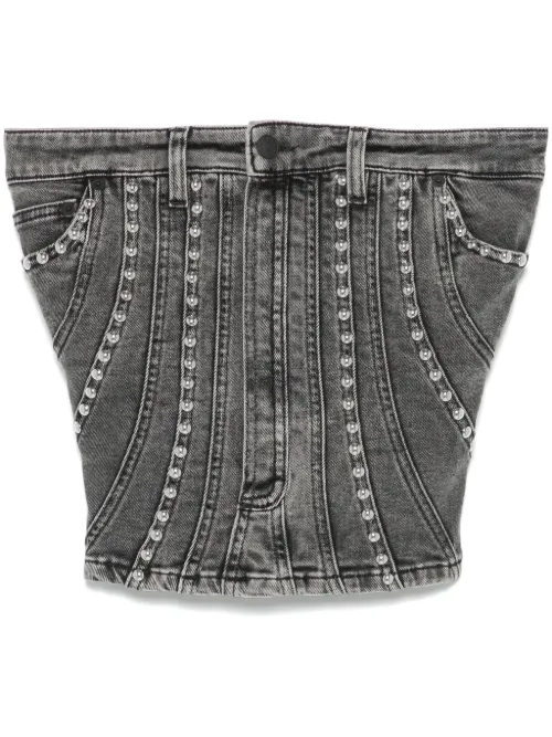Bustier en jean à détails de clous - Mugler - Modalova