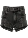 Mugler bi-material denim shorts - Black