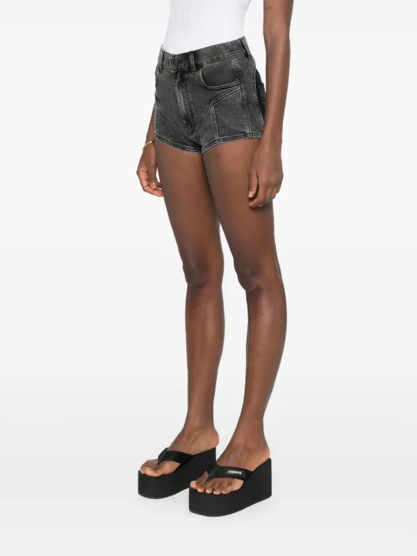 Mugler bi-material Denim Shorts | Black | FARFETCH