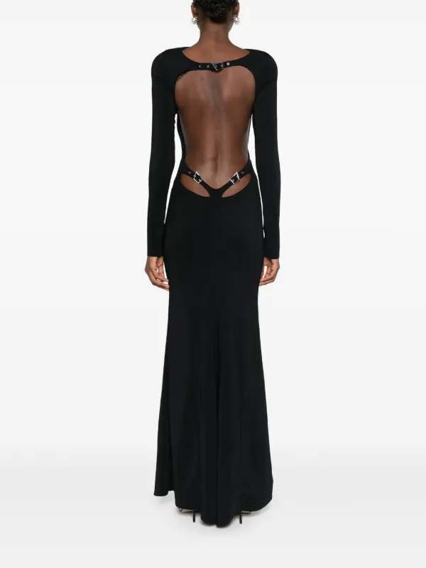 princess polly baby blue dress Mugler Backless Crepe Gown | Black