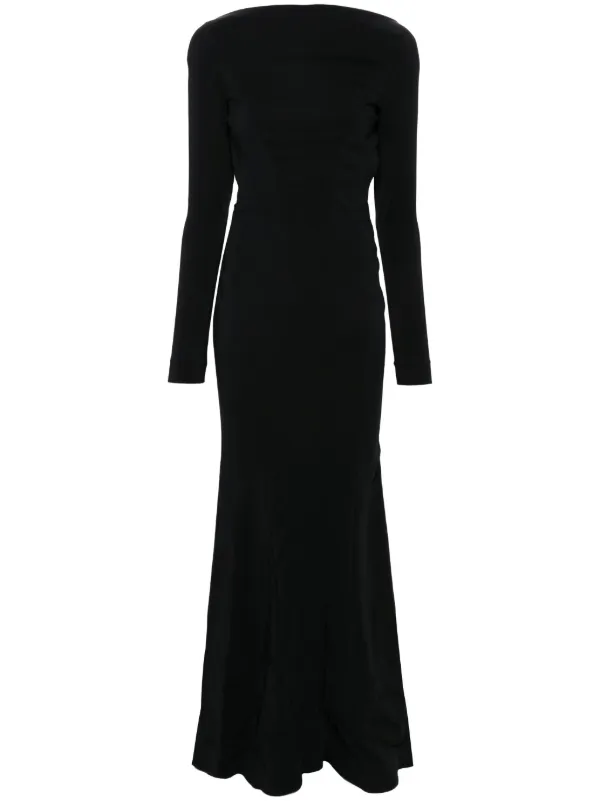 Mugler Backless Crepe Gown - Black