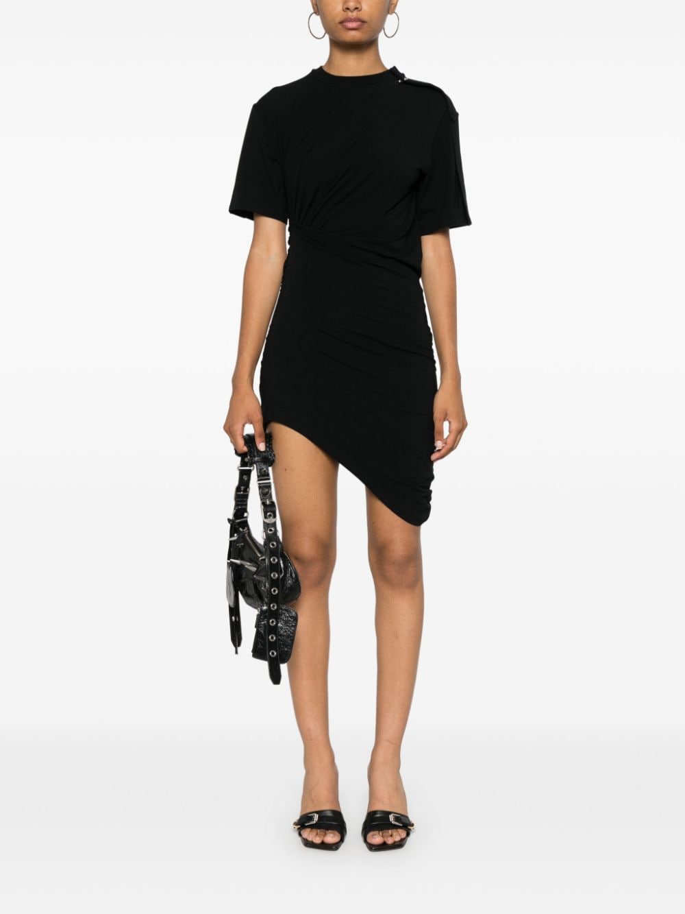 Mugler asymmetric hem minidress - Zwart