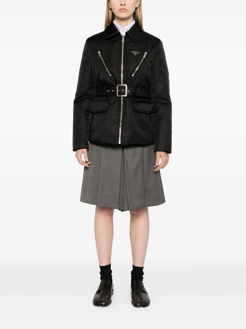 Prada triangle-logo padded jacket - Zwart