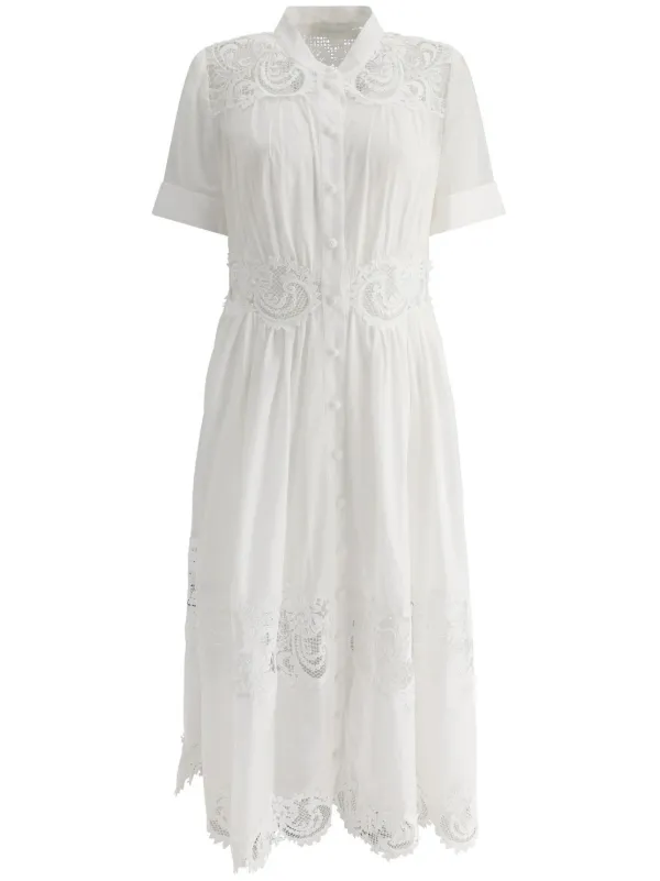 ZIMMERMANN floral-embroidery Cotton Dress | White | FARFETCH IN 