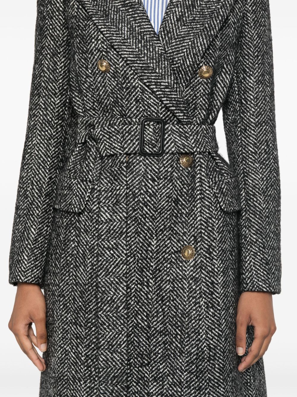 Tagliatore double-breasted herringbone coat Women