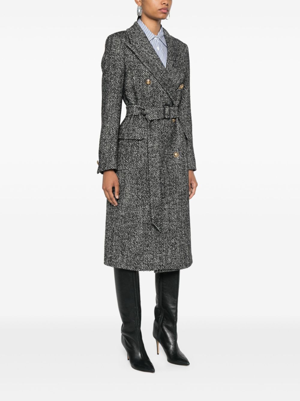 Tagliatore double-breasted herringbone coat Women