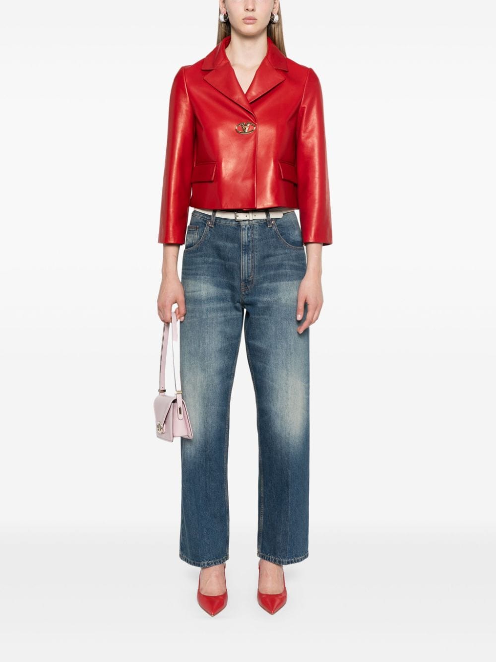 Shop Victoria Beckham Logo-patch Straight Jeans In Blue