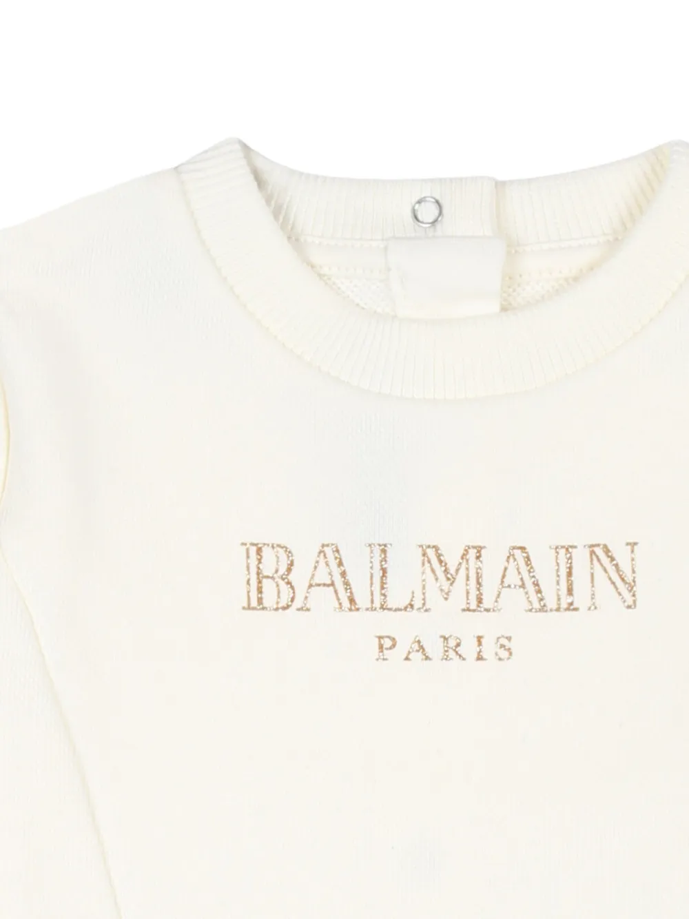 Balmain Kids Katoenen sweaterjurk met geborduurd logo Beige