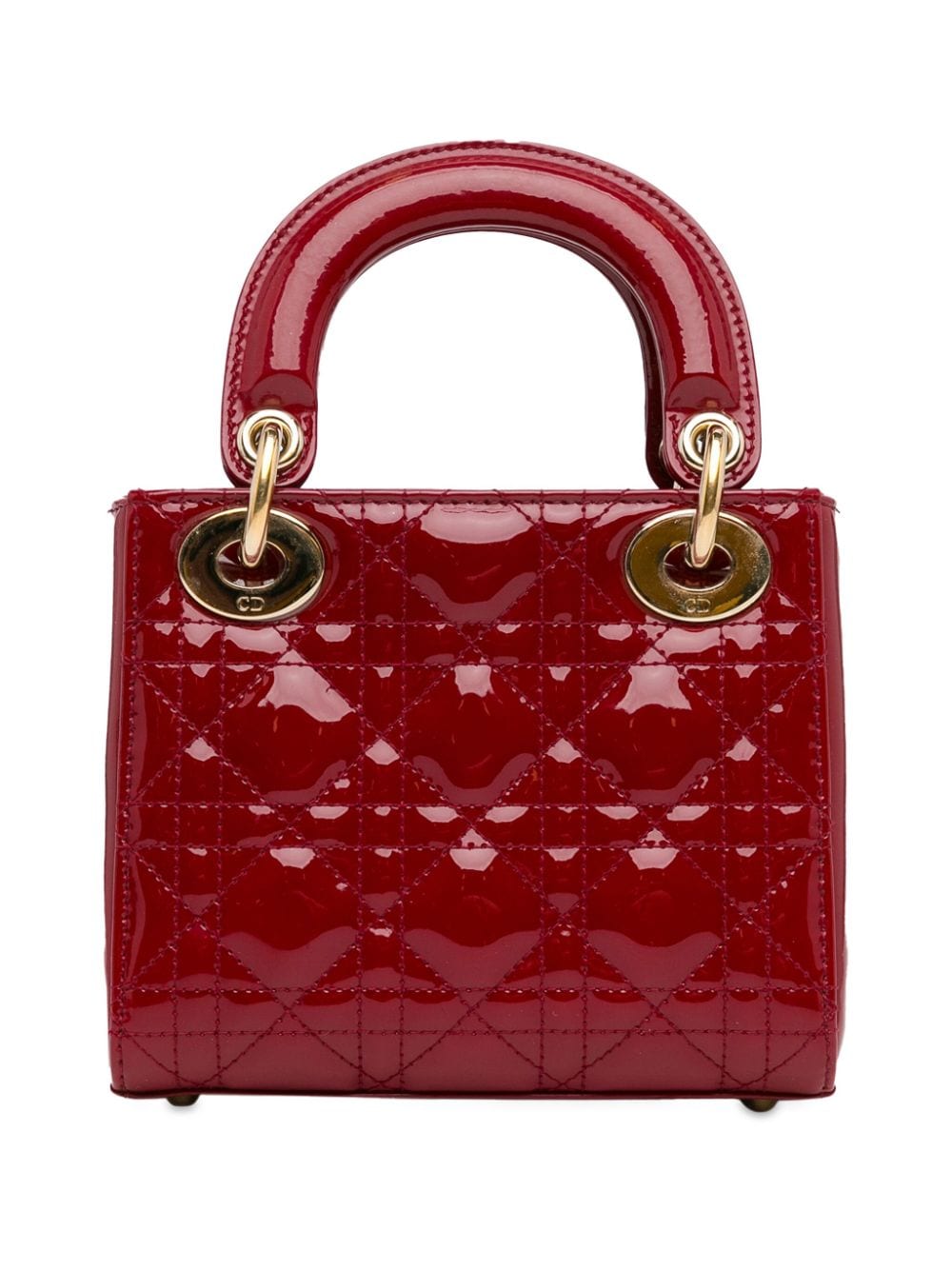 Christian Dior Pre-Owned 2019 Mini Patent Cannage Lady Dior satchel - Rood