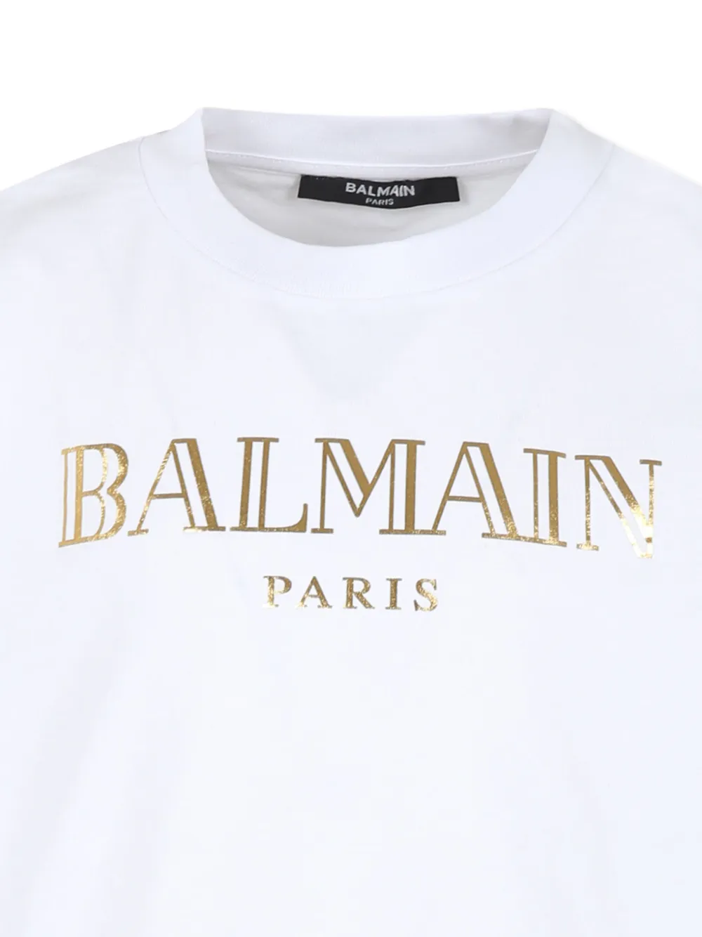 Balmain Kids Katoenen T-shirt met logoprint Wit