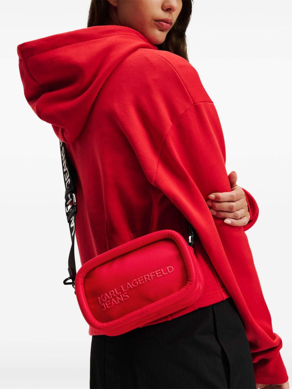 Shop Karl Lagerfeld Jeans Puffy Camera Bag In Red