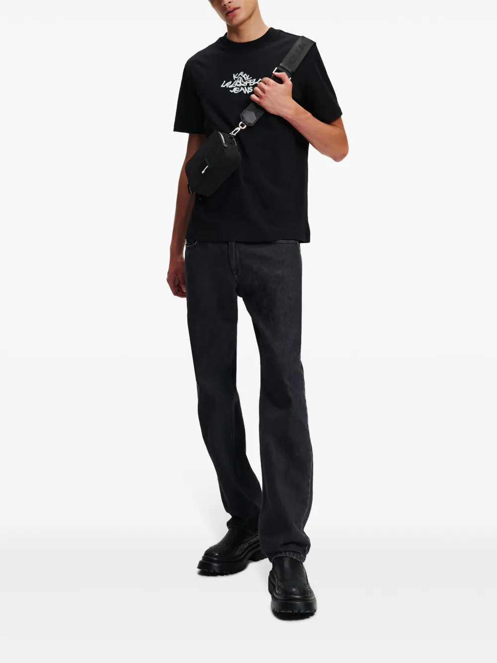 Karl Lagerfeld Jeans T-shirt met Tokio-print - Zwart