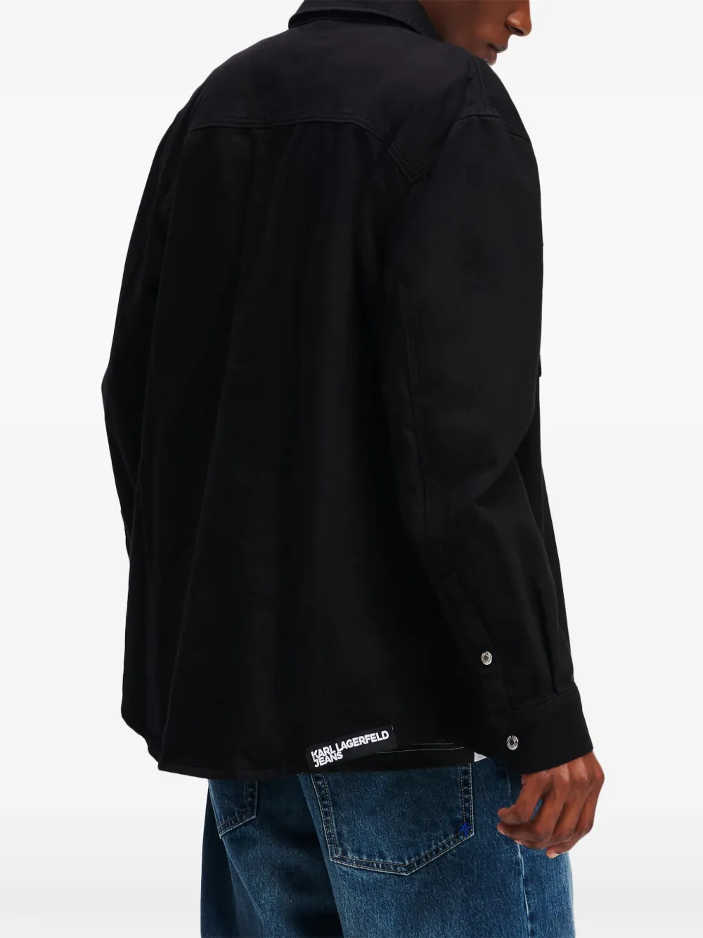 Karl Lagerfeld Jeans Shirtjack met geborduurd logo Zwart