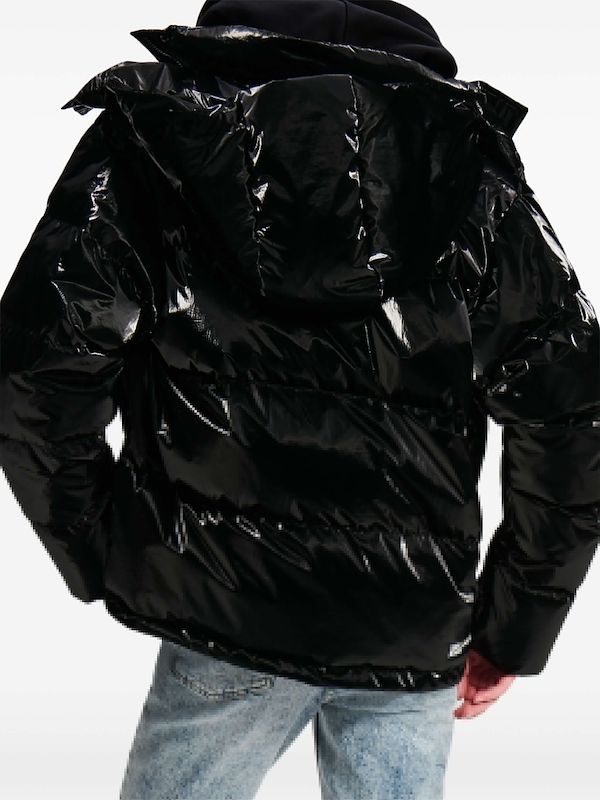 Black vinyl puffer jacket topshop hotsell