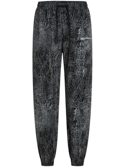 Karl Lagerfeld Jeans embroidered cracked-print track pants