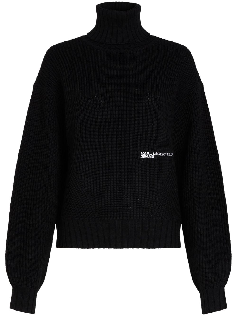 Karl Lagerfeld Jeans logo-embroidered turtleneck sweater - Black