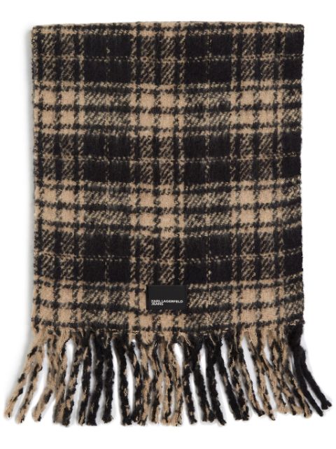 Karl Lagerfeld Jeans checked knitted scarf