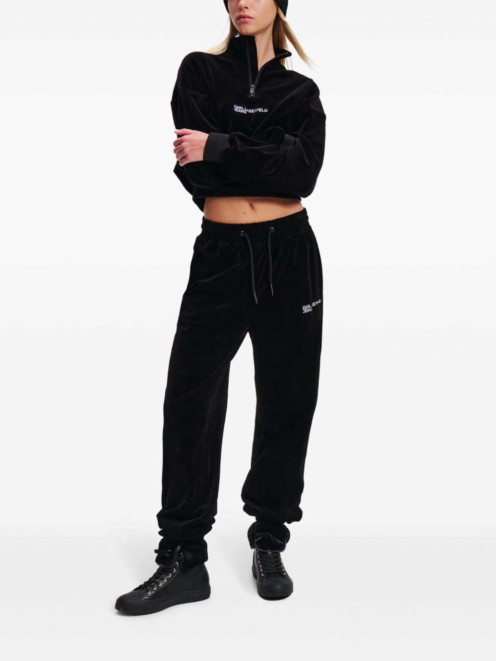 Shop Karl Lagerfeld Jeans Velvet Corduroy Track Pants In 101