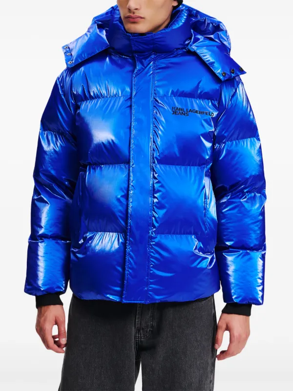 Shiny blue puffer jacket online