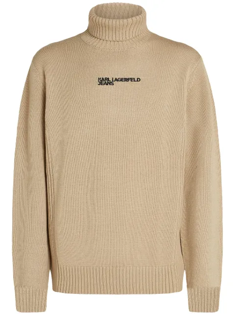 Karl Lagerfeld Jeans logo-embroidered turtleneck sweater