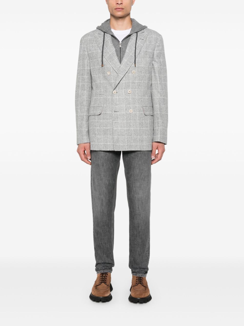 Brunello Cucinelli Geruite blazer - Grijs