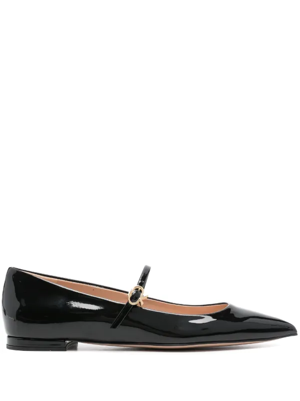 Gianvito Rossi Ribbon Jane Ballerina Shoes | Black | FARFETCH RO