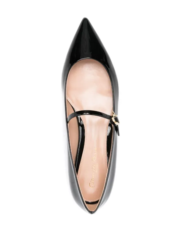 Gianvito Rossi Ribbon Jane Ballerina Shoes | Black | FARFETCH RO