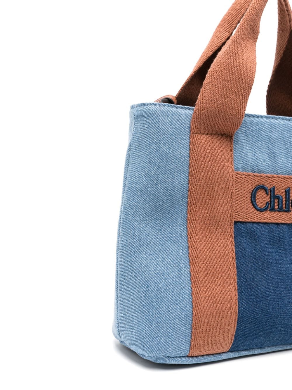 Chloé Kids Shopper van spijkerstof met geborduurd logo - Blauw