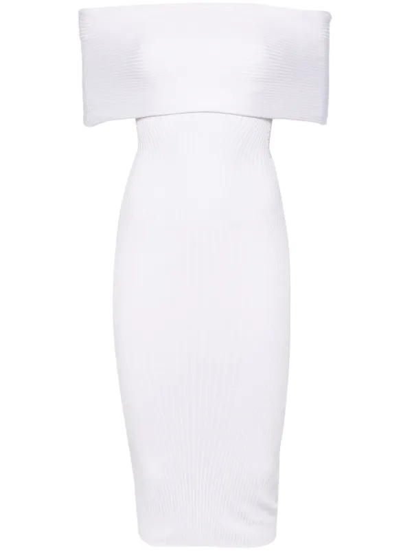 Mugler off-shoulder Knit Dress | White | FARFETCH OM