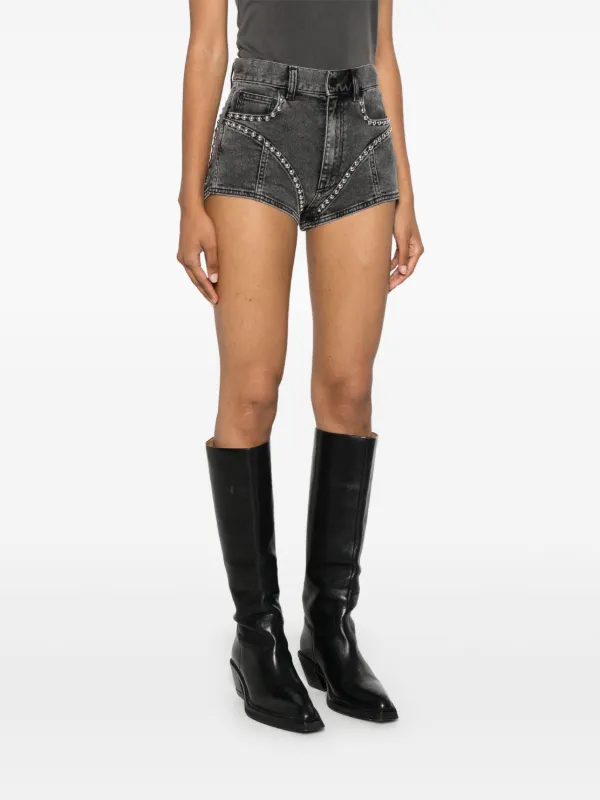 Mugler stud-detailed Denim Mini Shorts | Grey | FARFETCH Mugler stud-detailed Denim Mini Shorts | Grey | FARFETCH