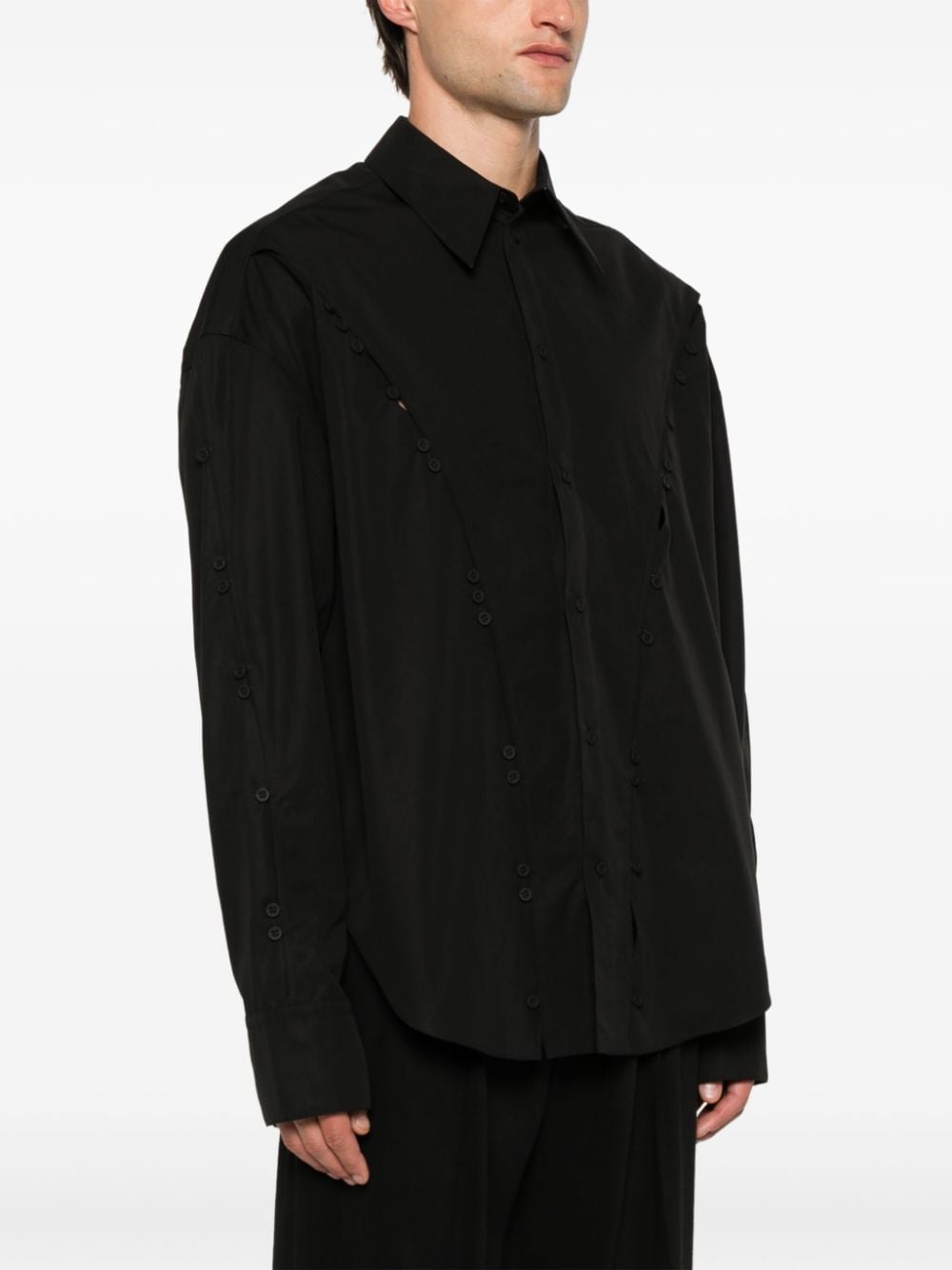 Shop Mugler Poplin Button Shirt In Black