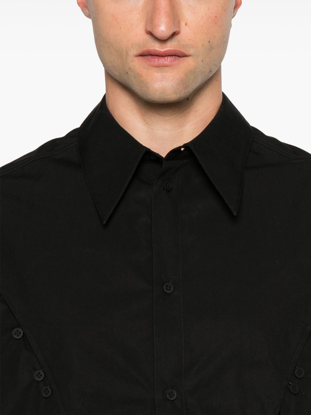 Shop Mugler Poplin Button Shirt In Black